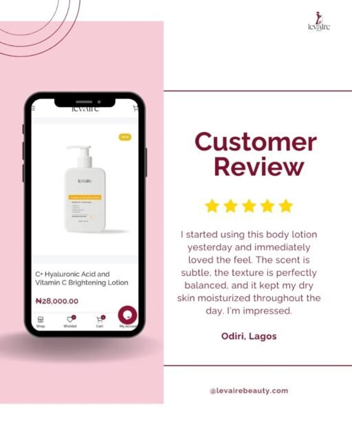 When a customer is immediately impressed, we know we did something right! 🙌
Odiri from Lagos fell in love with our Vitamin C Glow Body Lotion because the texture is so subtle and perfectly balanced, plus, it locked in moisture all day. No more dry skin worries! 😌
Ready to ditch the dryness? Link in bio to shop!
Or you can send us a dm to shop💕
#LevaireBeauty #VitCGlowBodyLotion #LagosReviews #DrySkinRelief #AllDayHydration